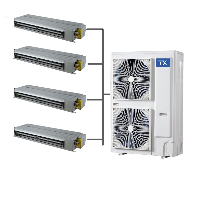 Shangfeng HVAC mini VRF system: one compact outdoor unit connected to four ducted indoor units for villas and small commercial spaces